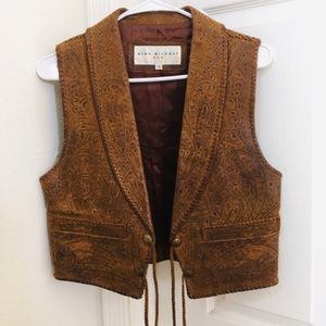 Vintage Alan Michael Hand-tooled Leather Vest